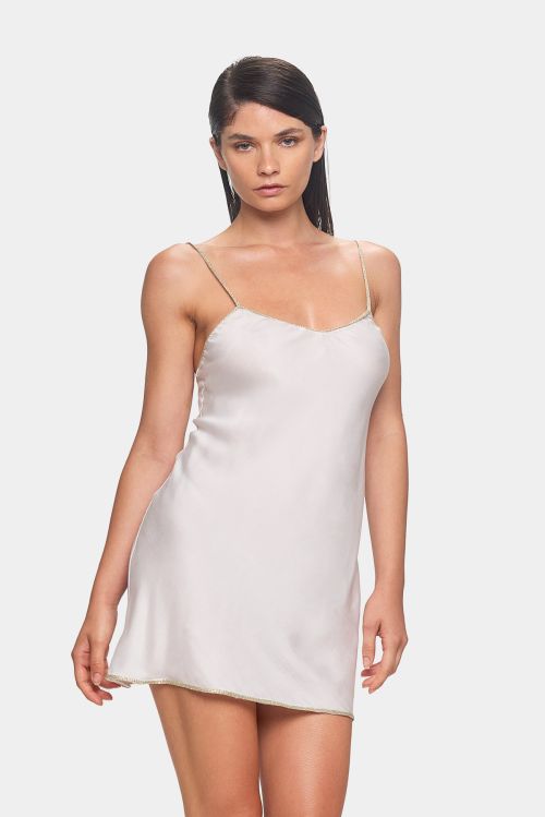 A16-CO_B Abito a sottoveste corto Corfù bianco in viscosa della collezione estate 2024 Emamò Beachwear