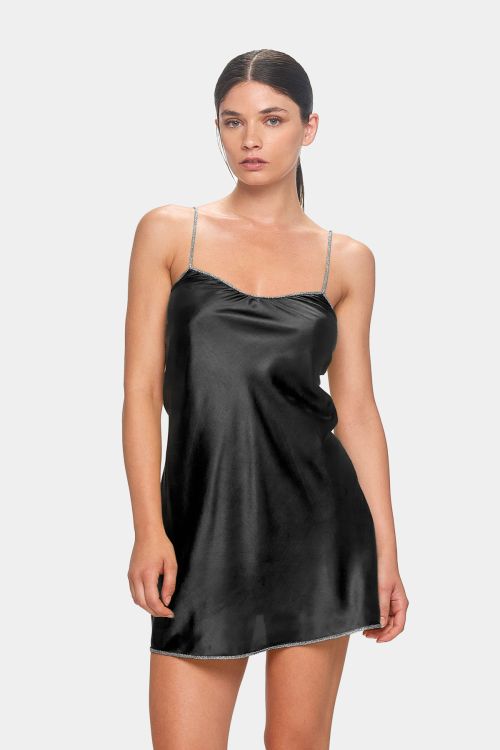 A16-CU_N Abito a sottoveste in viscosa nera Cuba della collezione estate 2024 Emamò Beachwear