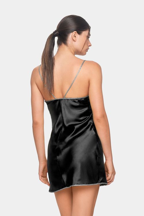 A16-CU_N Abito a sottoveste in viscosa nera Cuba della collezione estate 2024 Emamò Beachwear