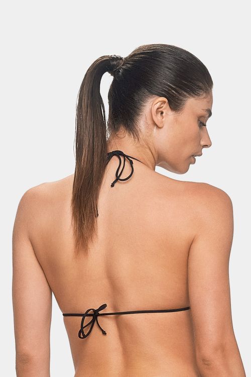 R01-U-ST_B Reggiseno triangolo crochet a quadri bianco e nero della collezione Stromboli estate 2024 Emamò Beachwear